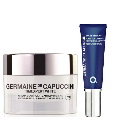 Germaine de Capuccini Набор для коррекции пигментных пятен: Крем для лица TE White SPF15 + Крем для глаз Excel Therapy O2 Germaine de Capuccini Набор для коррекции пигментных пятен: Крем для лица TE White SPF15 + Крем для глаз Excel Therapy O2