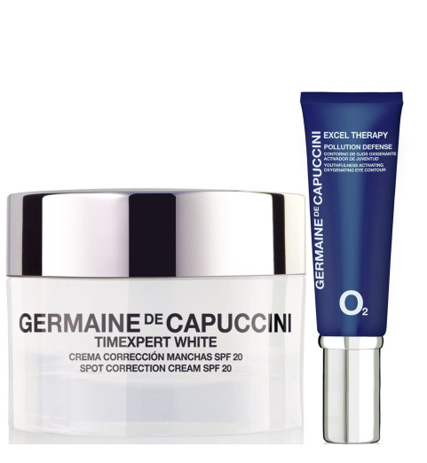 Germaine de Capuccini Набор для коррекции пигментных пятен: Крем для лица TE White SPF20 + Крем для глаз Excel Therapy O2 Germaine de Capuccini Набор для коррекции пигментных пятен: Крем для лица TE White SPF20 + Крем для глаз Excel Therapy O2