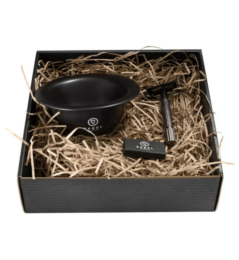 Rebel Barber Compact Midnight Black / Подарочный набор (Т-образный станок,чаша, лезвия) Rebel Barber Compact Midnight Black / Подарочный набор (Т-образный станок,чаша, лезвия)