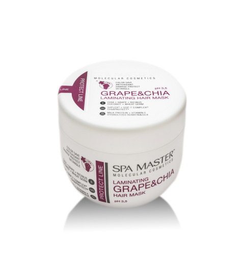 Spa Master Laminating Hair Mask pH 3,0 / Ламинирующая маска для защиты волос с виноградом и чиа, 500 мл Spa Master Laminating Hair Mask pH 3,0 / Ламинирующая маска для защиты волос с виноградом и чиа, 500 мл